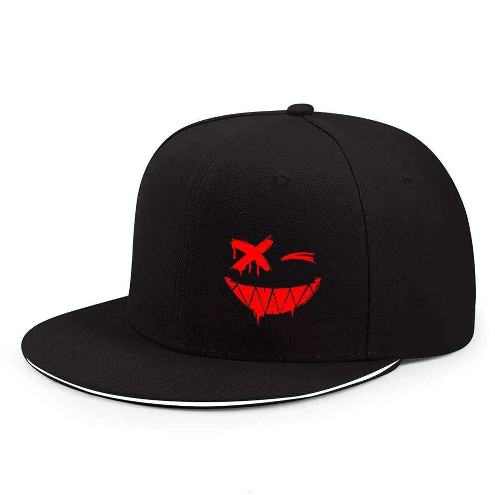 Red XX Smiling Face Print Baseball Caps Men And Women Hip-hop Outdoor Adjustable Casual Sunscreen Sun Hat Streetwear Y260304