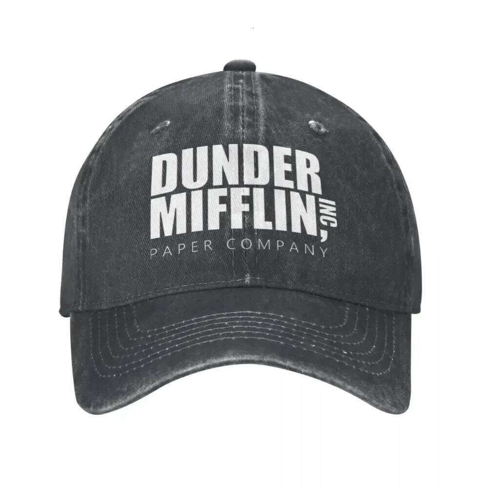 Classic Dunder Mifflin Logo Baseball Caps Men Women Distressed Denim Washed Sun The Office Travel Adjustable Hats Cap Y260304