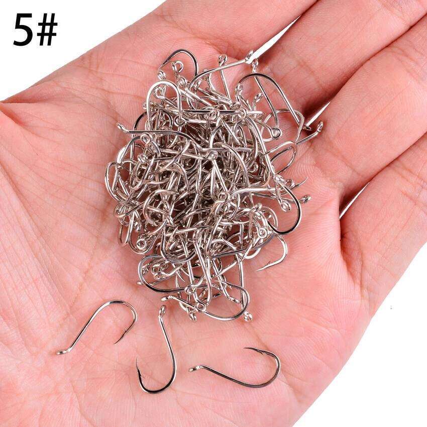 100pc / Box Stainless Steel Octopus Fishhook Sea Fishing Hooks 1#-10# Barbed Ringed Long Shank Saltwater Jigging Hook Japan S260305