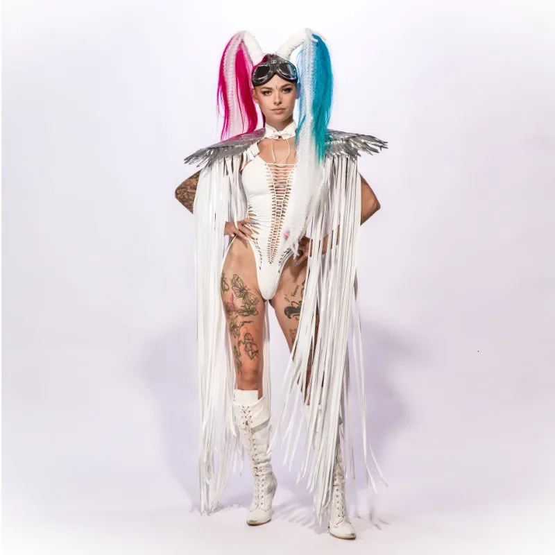 CPSYMYM Gothic Sequin Fringe Tassel Wings Cover Ups Unisex Y2K Cosplay Costumes Capes Streetwear Beach Party Shawl Cloak 260228