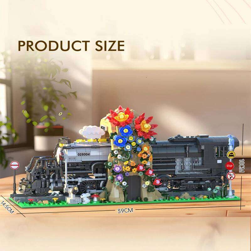 1848Pcs Big Boy Train Building Blocks Model Flower Sea Locomotive Bookend MOC Bricks Puzzle Toys Adults Childrens Birthday Gifts Z260306