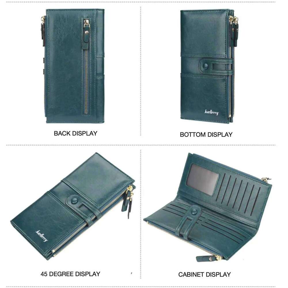 Large Capacity Double Zipper Buckle Long Leather Wallet For Women Fashion Multi-Slot Clutch Bag Vintage Card Holder Coin Purse C260304