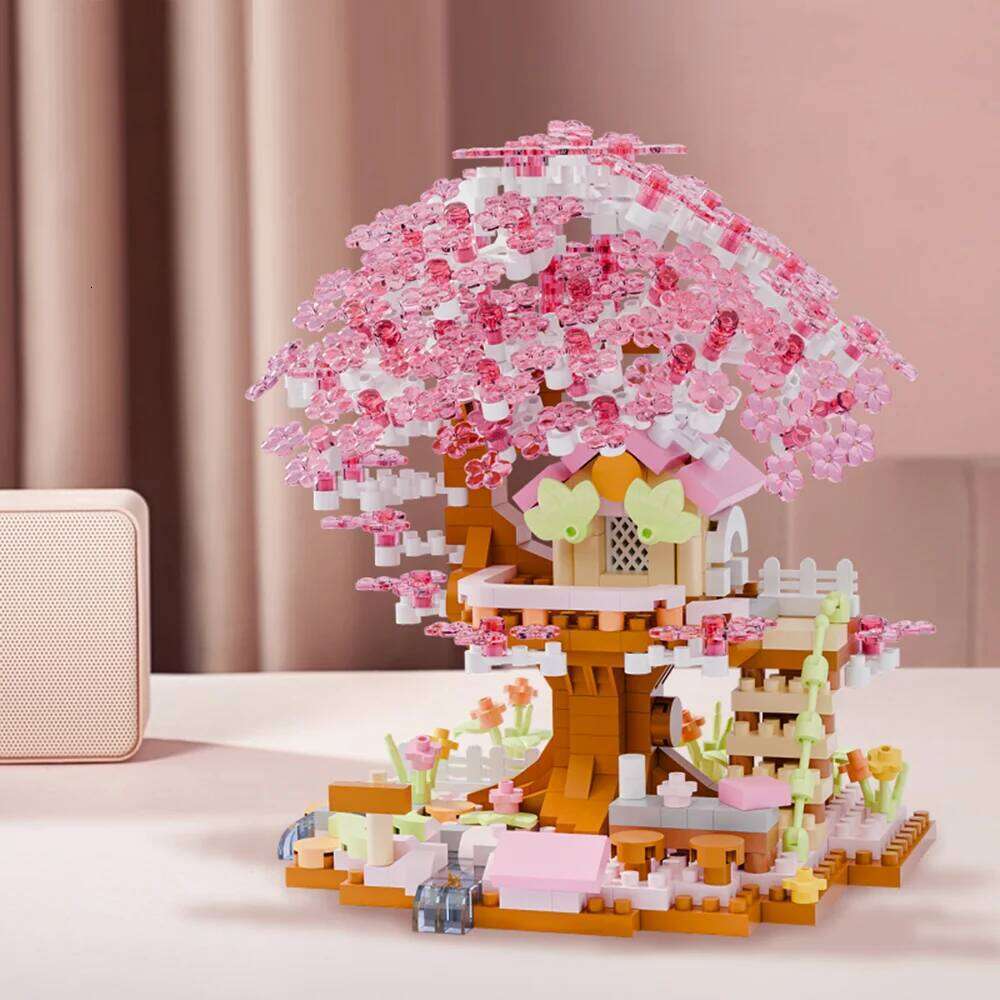 Four-Season Cherry Blossom Building Blocks Set DIY Tree House Model Crystal Flower Home Decor Gift Toys Z260305