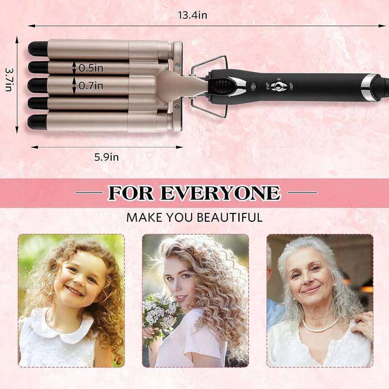 Professional Ceramic Hair Curler with Five Tubes Wavy Curling Iron PTC Electric Heater Household Use Portable 26Y0306