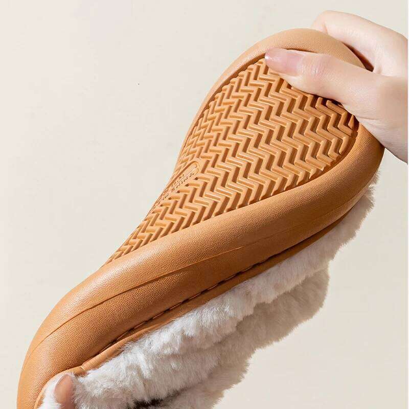 Litfun Winter Fluffy Women's Soft Sole Non-slip Indoor Slides Leisure Furry Warm Cozy House Cotton Slippers For Women