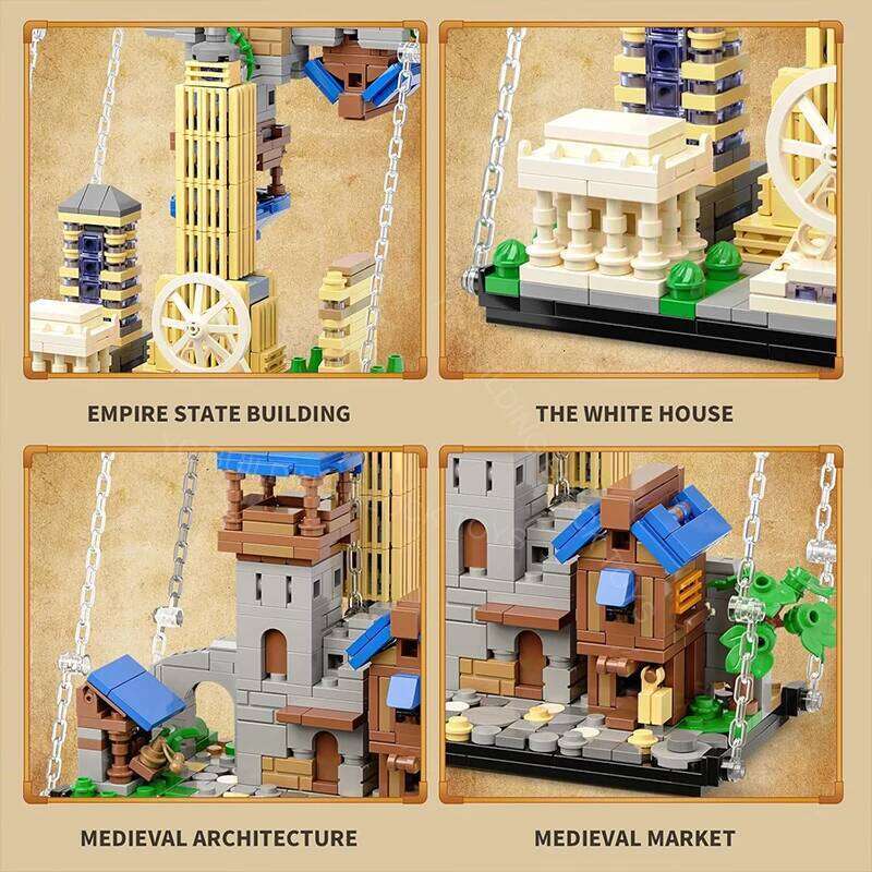 Creative Anti Gravity DIY Reversed World Medieval- Modern City Desktop Decor Sets Assembly Building Block Toys For Children Gift Z260305