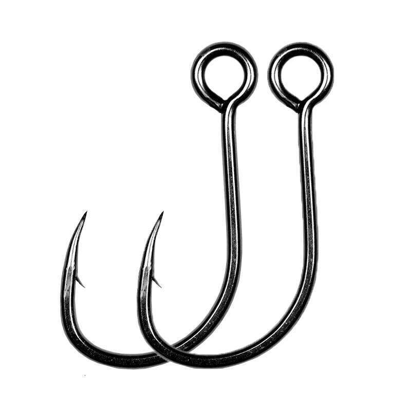 20Pcs Hook Fishing Ring Carbon Steel Single Tackle Box Worm Spoon Jig Hooks With Big Eyes Fishhook Y260305