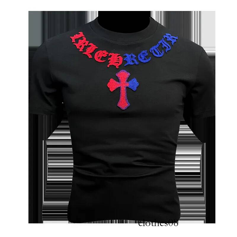 Men T shirt Summer 2026 Men's ort T-irt Printed f Sve Slim Fit Cotton Blend Faionable Youthful round Ne Letter Pattern