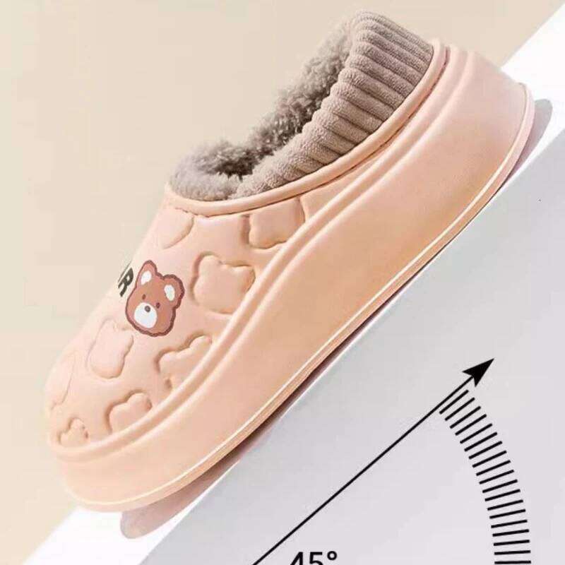 Litfun Winter Plush Lining Women's Waterproof EVA Light Fluffy Indoor Slides Furry Warm Cozy Slippers For Women