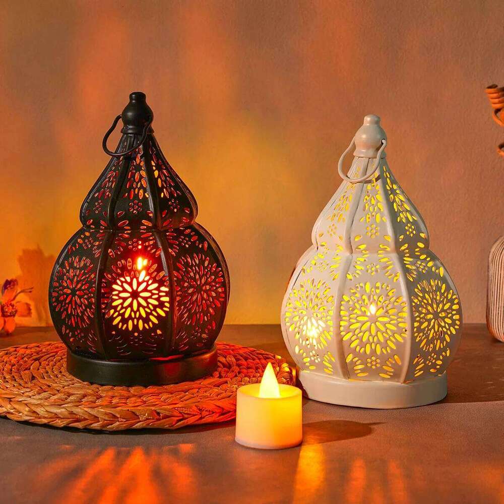 1PC, European-style ironwork hollowed-out gourd-shaped candlestick, Moroccan decorative style candlestick XJ260305