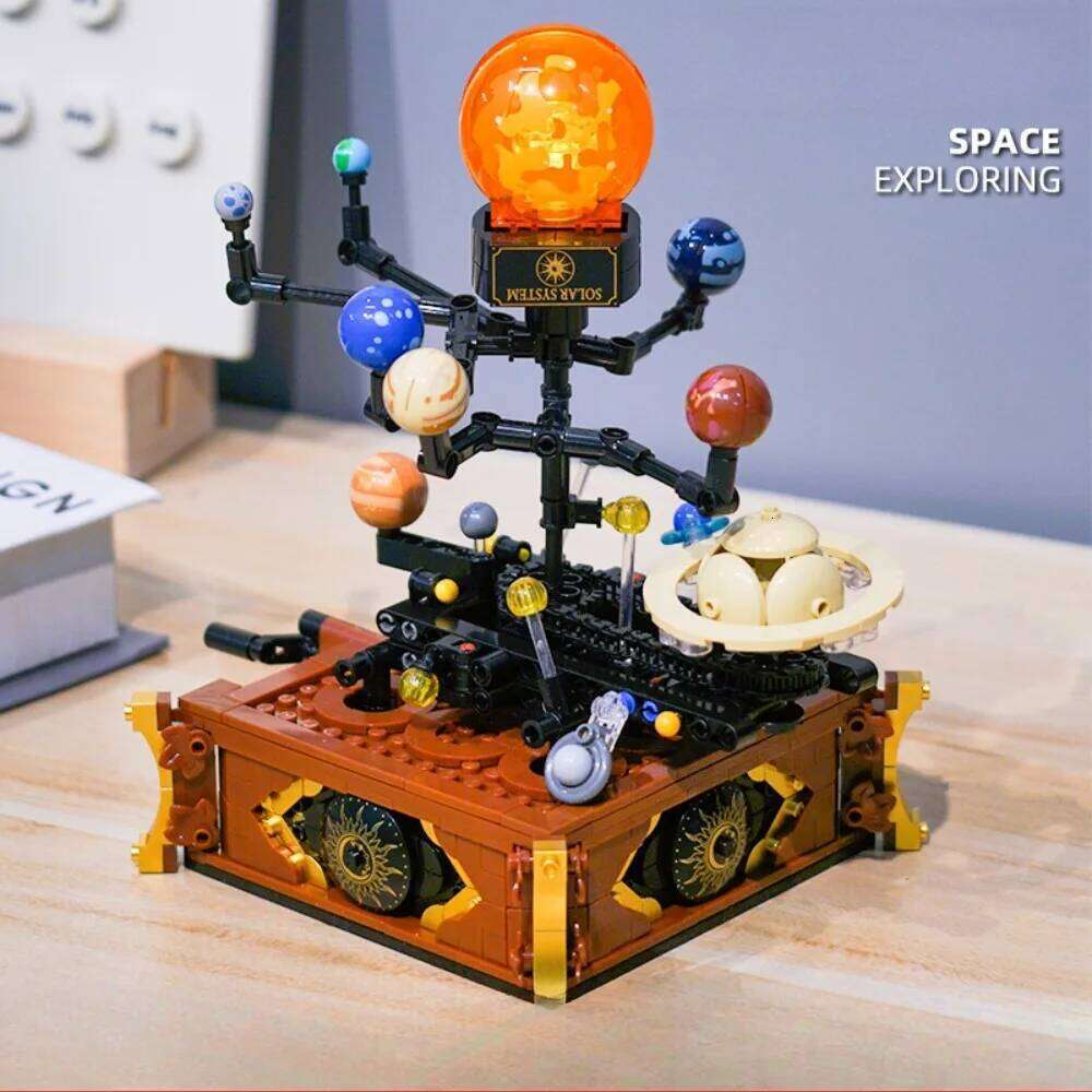 GSF MOC Space Solar system orbit planet Model small Building Block Aerospace Ornament Brick Toy For Children Desk Decor. Z260306