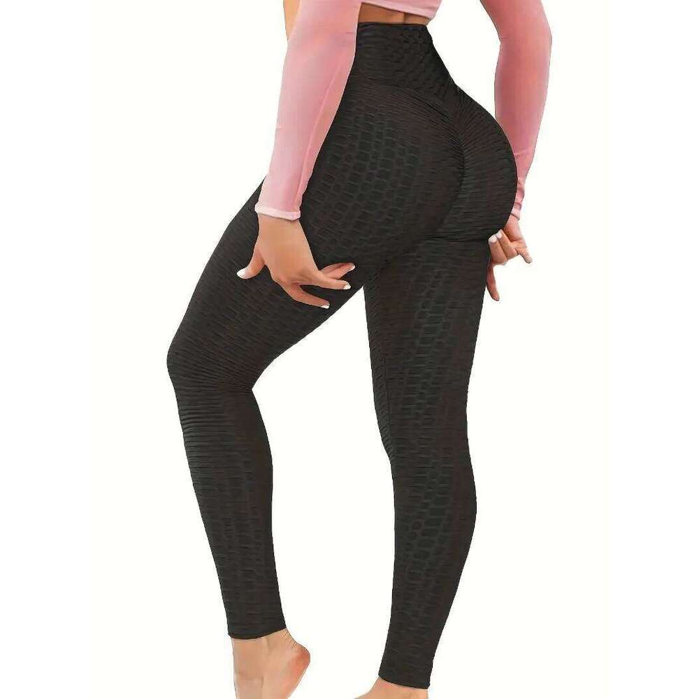 Size 1XL-5XL Casual Women's Plus Solid Honeycomb Pattern High Rise Skinny Fitness Leggings
