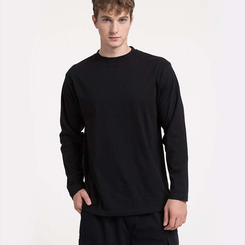 Exported to Japan 220g Heavyweight Pure Cotton Long Sleeve T-Shirt Loose Fit Unisex Solid Color Base Shirt Trendy Casual Sweatshirt