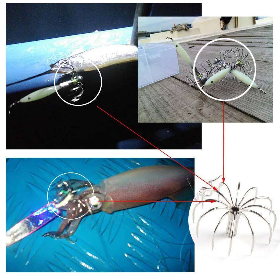 5 Pcs 2.8/3.5/4/4.5CM Stainless Steel Squid Sea Fish Fishing Cuttlefish For Seawater Octopus Hook S260305