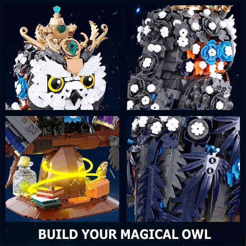 1288pcs Magical World Owl Magic Book and Lights Building Blocks MOC Animal Bird Models Boys Assembly Toys Kid Christmas Gifts Z260305