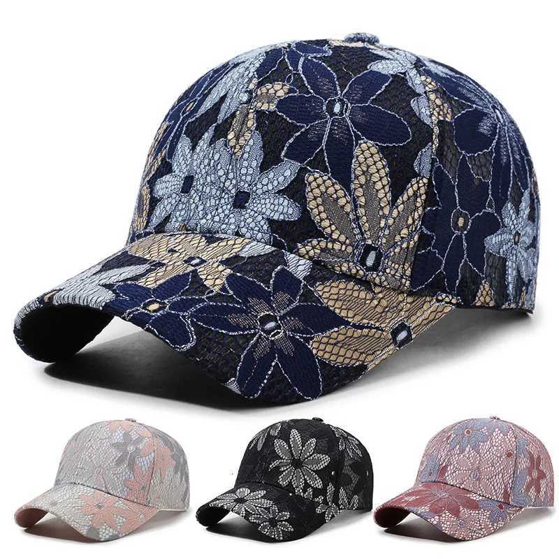 Womens Lace Flower Baseball Cap Summer Breathable Mesh Sun Hat With Uv Protection Korean Style Adjustable Casual For Outdoor S260306