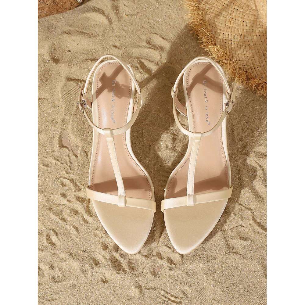 Fashionable Elegant Women's Satin Cross-Strap Stiletto Heels, Comfortable Simple and Versatile High Heels