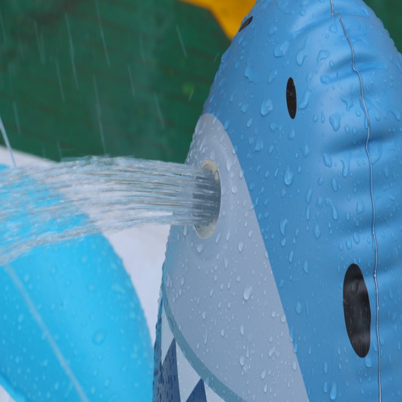 Giant Blue Shark Sprinkler Splash Pad for Kids 68" - Inflatable Outdoor Water Toys for Toddlers Ages 3-8, Summer Backyard Pool Party Play Mat