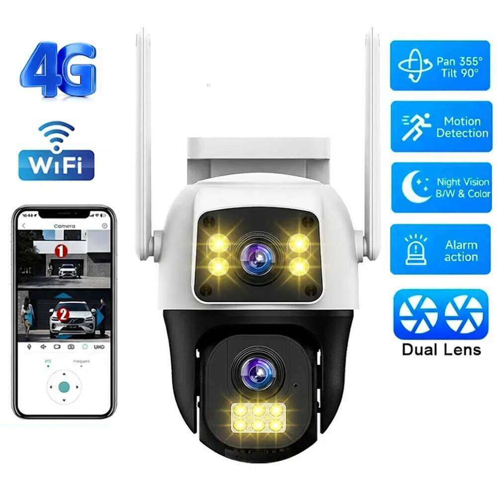 RDV V380 Pro 8MP WIFI/4G PTZ Outdoor Screen AI Human Detection Dual Lenses Security Protection IP Camera Two-way Audio 26W0306