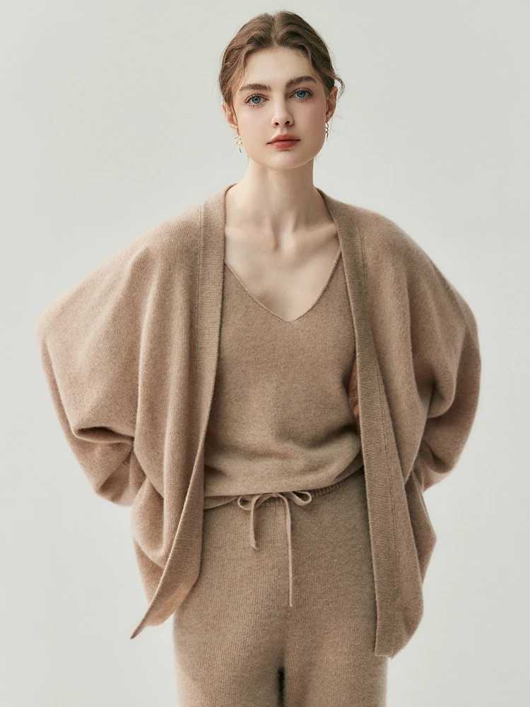 Lazy and extravagant cashmere ladies Joker V-neck coat knitted loose sweater cardigan M260306