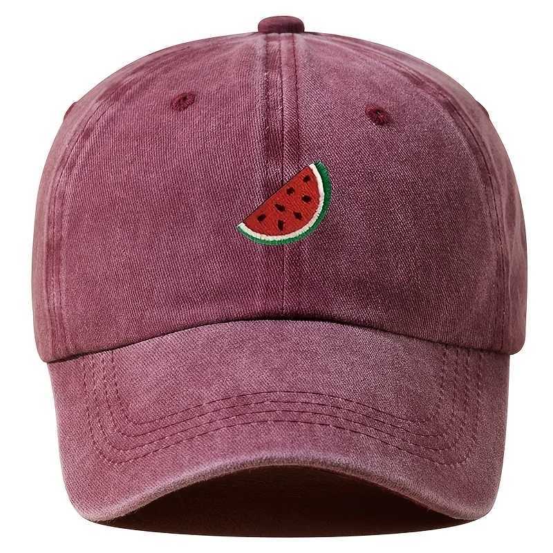 Four season baseball cap with watermelon print pattern for both men and women adjustable duckbill cap for outdoor hiking S260306