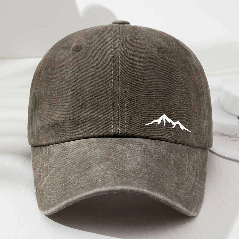 Mountain printed baseball caps men and women, suitable for outdoor travel, hiking, mountaineering, sun protection Y260304