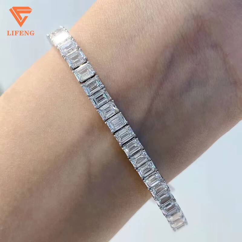 Hip-hop Style Moissanite Tennis Chain Bracelet Diamond Tester Approved Sterling Silver Pass for Necklaces Jewelry Collection
