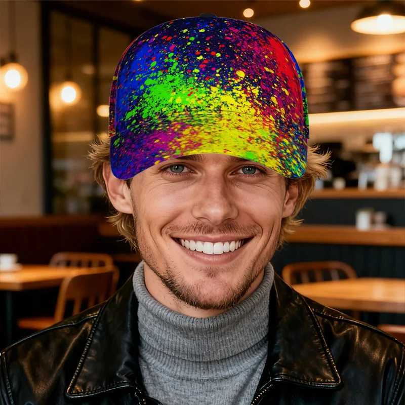 Colorful Splatter Print Snapback Baseball Cap Adjustable Hat Suitable for Travel Casual Wear Gifts Lightweight Comfortable Hat S260306