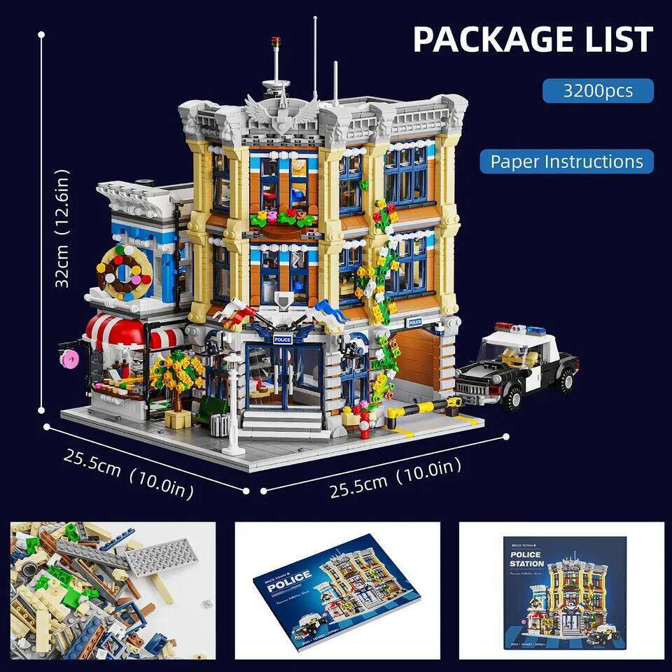 Brick Town Police Station House Sets,City Apartment Store Model Modular Buildings Blocks Gift for Adults Kids 3200PCS Z260305