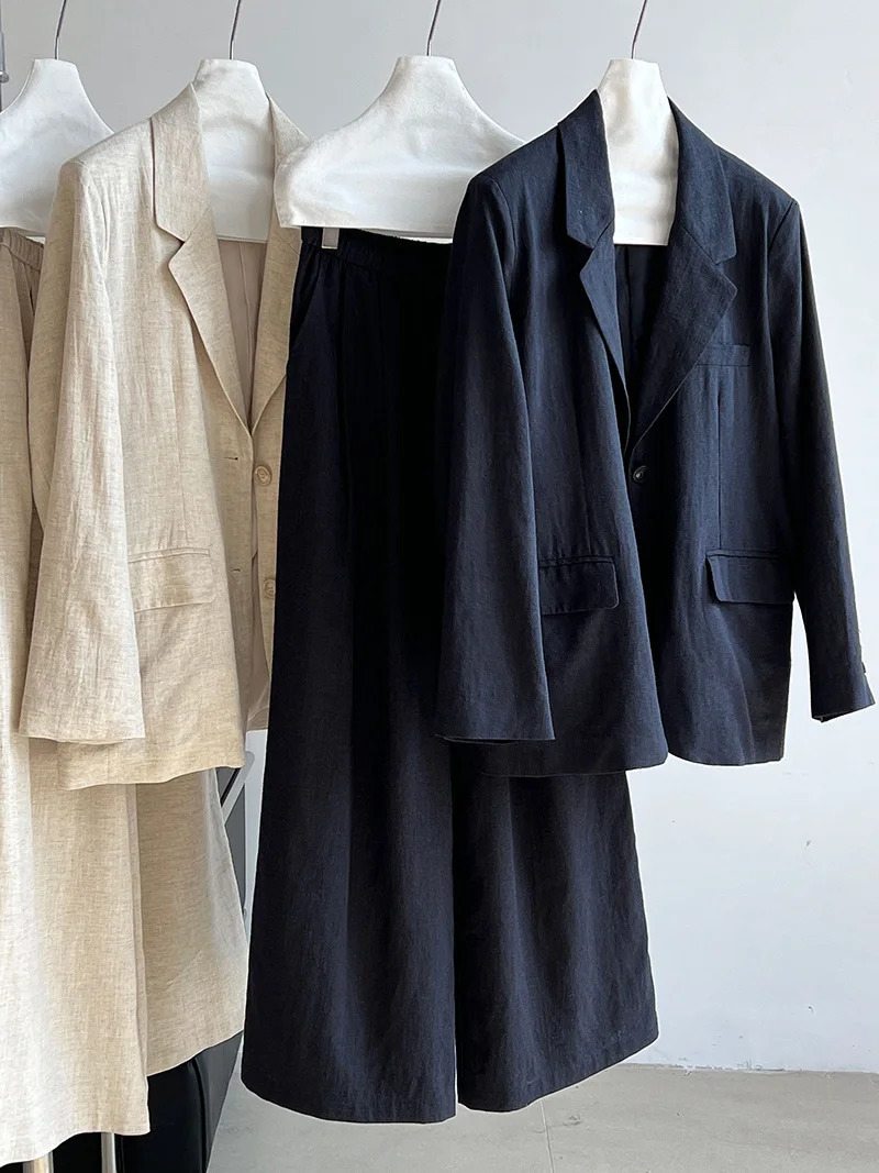 Linen Blazer For Women Spring Cotton-linen Suit Pants Set Sold Separately 260305