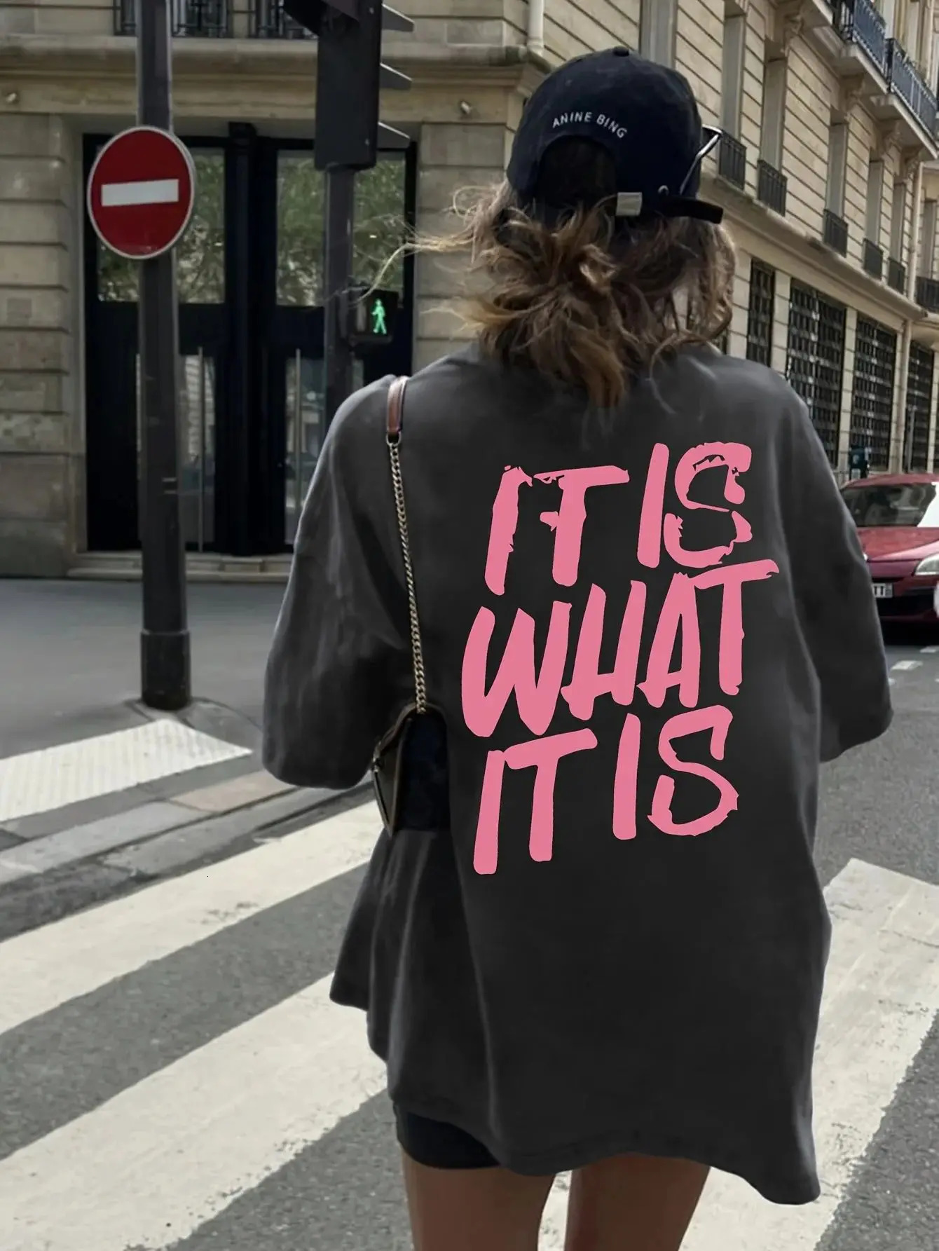 It Is What It Is Letter Print T Shirts Round Neck Double-Sided Graphic Cotton Short Sleeve Casual Loose Y2k Streetwear Unisex 260304
