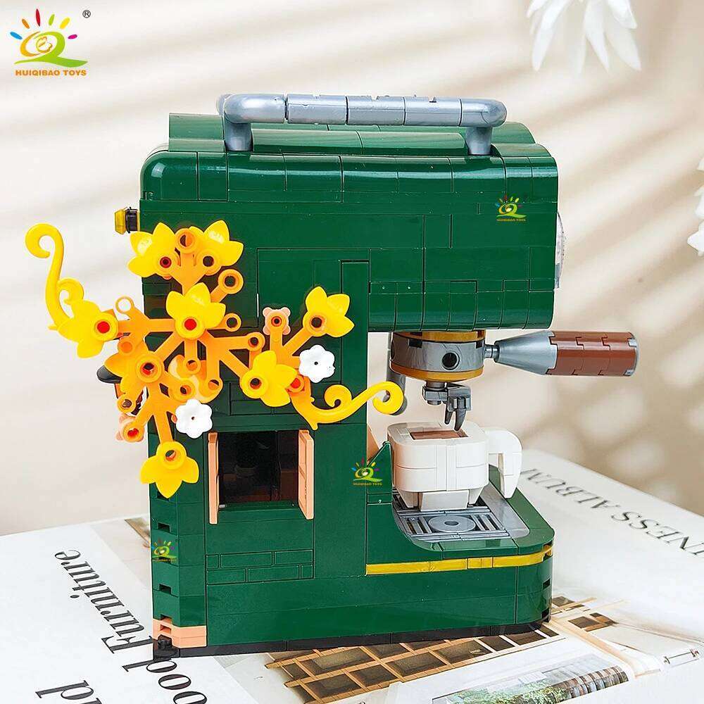 HUIQIBAO Simulation machine Model Micro Building Blocks Mini Bricks Coffee Maker Puzzle Assemble Children Toys Desk Home Z260306