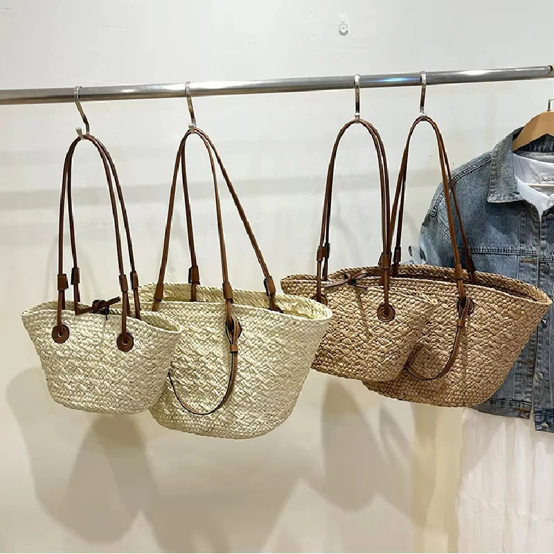 Shoulder Bag Handmade Straw Woven Large Capacity Highquality Basket Bag Summer Beach Vacation Fashion Handbag Forwomen 260302