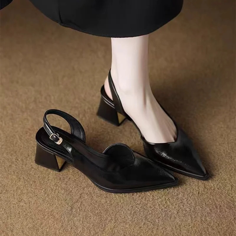 High Heels Sandals Woman Pointed Toe Heeled Shoes Shallow Summer Trend Loafers Slingback Shoes Elegant Dress Pumps Mujer 260303
