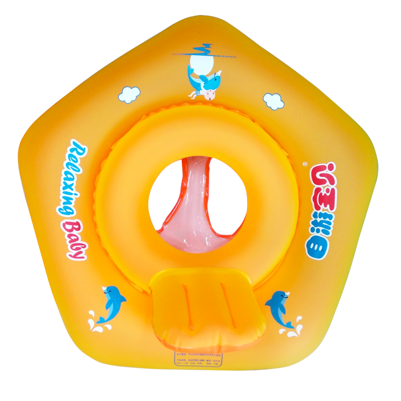 Baby Swim Neck Float Ring with Sunshade Canopy - Inflatable Infant Swimming Pool Float for Ages 0-3, Safe Water Play Toy with Dolphin Design