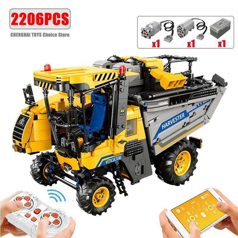 2206PCS Grape Harvester Building Blocks Remote Control Farm Engineering Vehicle RC Car Model Electronic Bricks Toys Kids Gifts Z260306