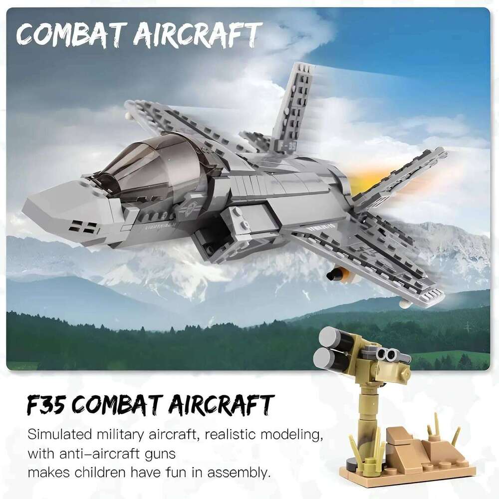 646pcs Military F35 Lightning II Fighter Jet Blocks Model Boys Building Toys for 3 4 5 6 7 8 9 10 11 12+ Year Old Gifts Z260306