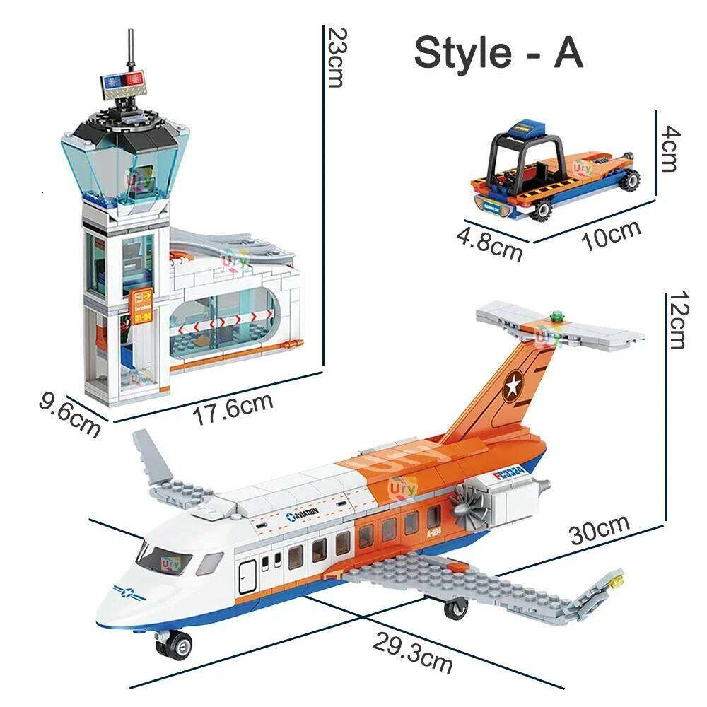 3in1 City Series Aviation Cargo Plane Helicopter Airport Airbus Airplane Control Tower DIY Building Blocks Toy Set Kids Boy Gift Z260306