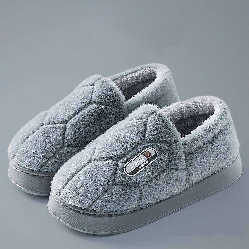 Men's Winter Cotton Women Fur Fluffy House Slippers Comfy Soft Indoor Plush Shoes Couple Warm Bedroom Fuzzy Slides