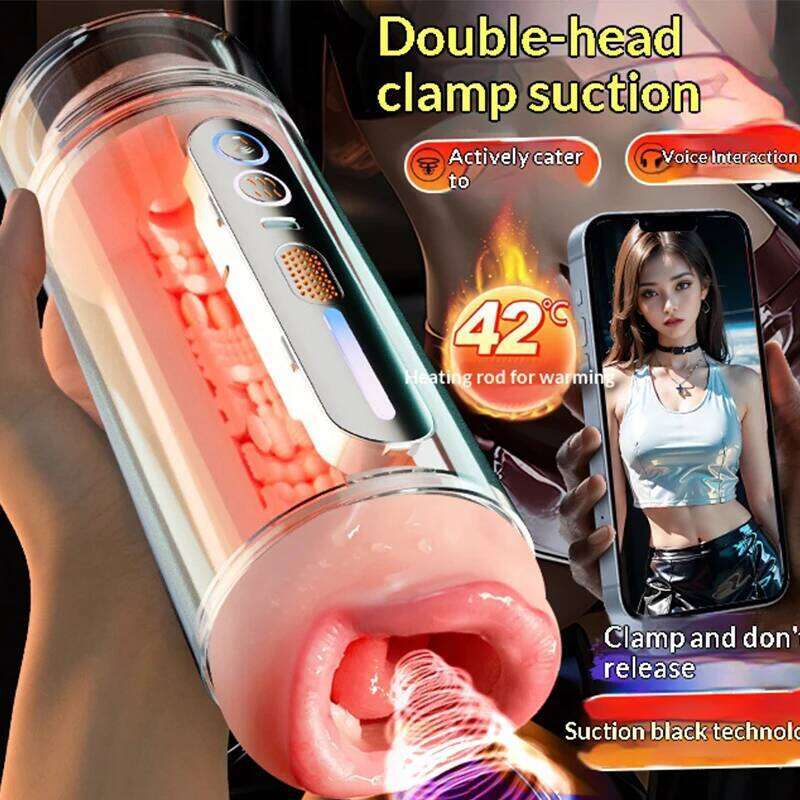 Sex Toys Male Masturbation Cup Telescopic Heated Electric Pocket Pussy Vagina Blowjob Vibration Transparent Masturbators for Men W260305