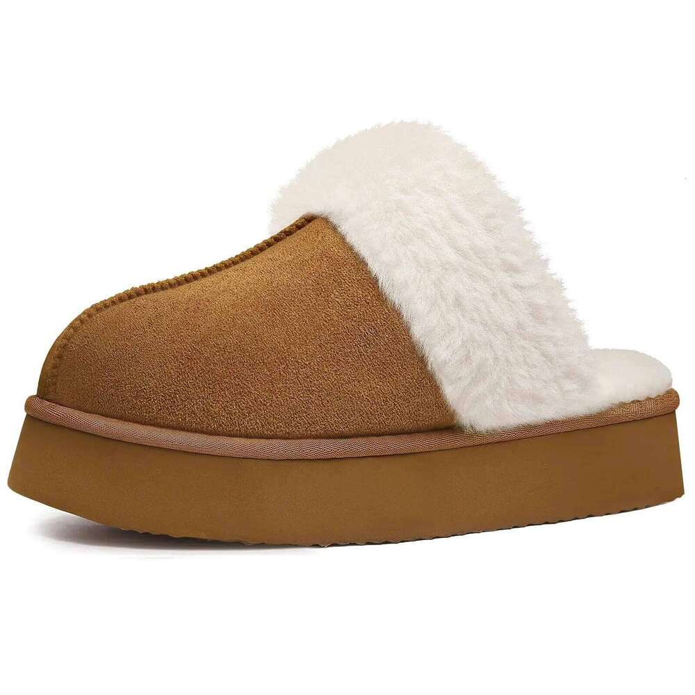 Litfun Winter Fluffy Women's Platform Non-slip Home Slides Warm Cotton Shoes Soft Sole Plush Lining Cozy Women Slippers