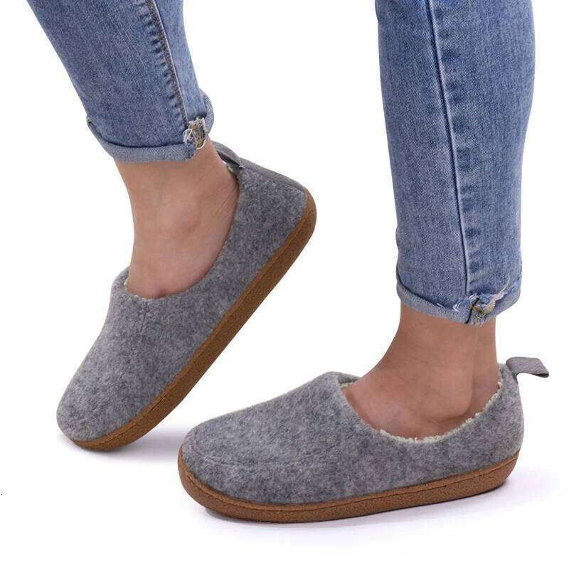 Litfun Fur Cotton Winter Warm Women Men Home Felt Cozy Shoes Indoor Soft Sole Non Slip Slides Plush Heel Wrap Slippers