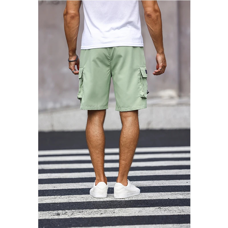Mens Multicolor Drawstring Cargo Shorts Solid Color Pants with Pockets Casual Summer Shorts 260306