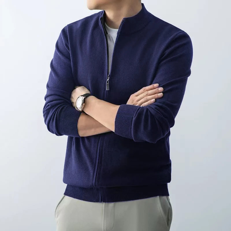 Animal Game Mens Zipper Cardigan Sweater Slim Fit Sweaters Stand Knitwear Jumper Warm Cold Blouse Zip Long Sweatcoats 260306