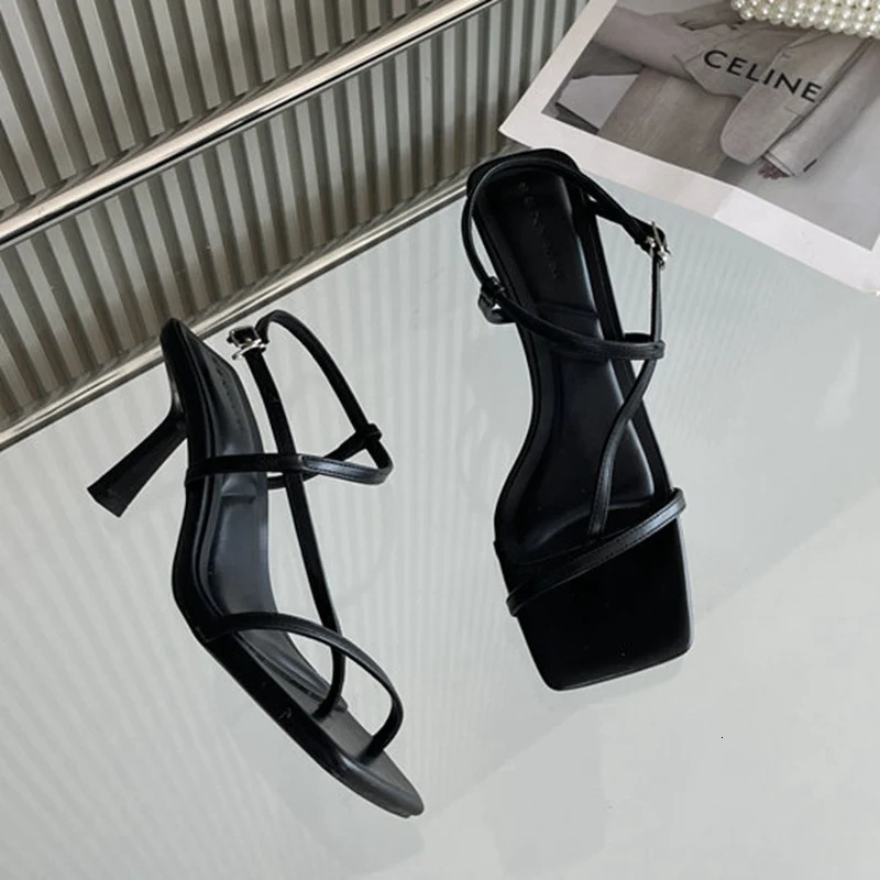 2026 Summer Women Sandals Narrow Band Gladiator Sandal Elegant High Heel Shoes Party Wedding Buckle Strap Sandalias De Mujer 260306