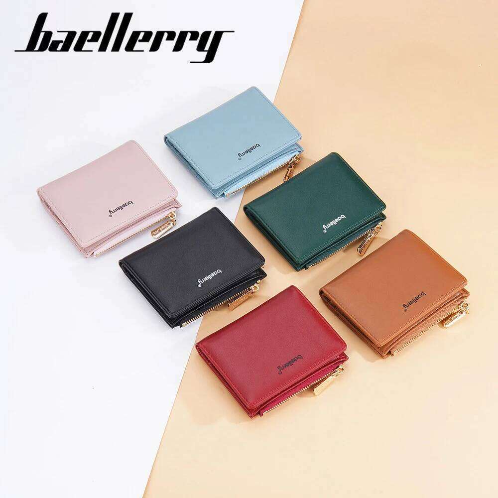 Baellerry Women's Short Wallet with Zipper & Snap, Minimalist Coin Purse Fashion Card Holder Money Organizer C260304