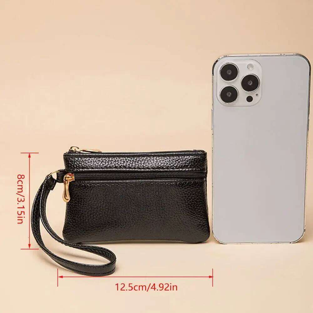 Solid Color Lichee Pattern Zipper Casual Korean Style Coin Purse Wallet Small Item Bag Outdoor C260304