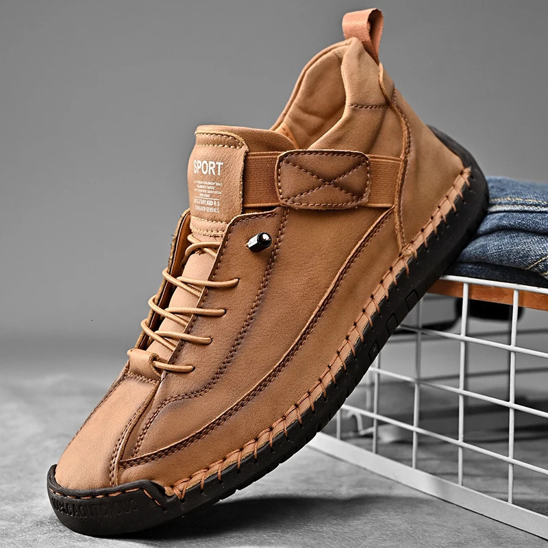 Handmade Leather Men Shoes Casual Slip On Loafers Breathable Leather Shoes Men Flats Fashion Moccasins Tooling Shoes Plus Size 260227