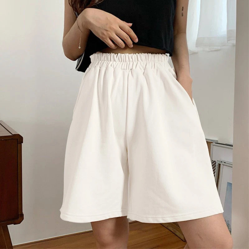 Loose Casual Large Sports Shorts Elastic Waist Korean Style Short High Waist Pants Fitness Running Shorts Women Summer Harajuku 260306