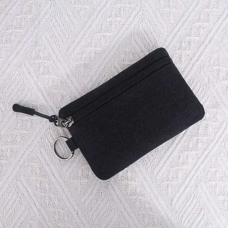 Canvas Mini Wallet Solid Color Zipper Key Bag Money Pocket Purse Women Men Small Card Holder Change Coin Purses C260304